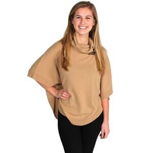 Tyler Boe 100% Cashmere Cape Size Large Tan Capsule Leather Straps MSRP $260.00